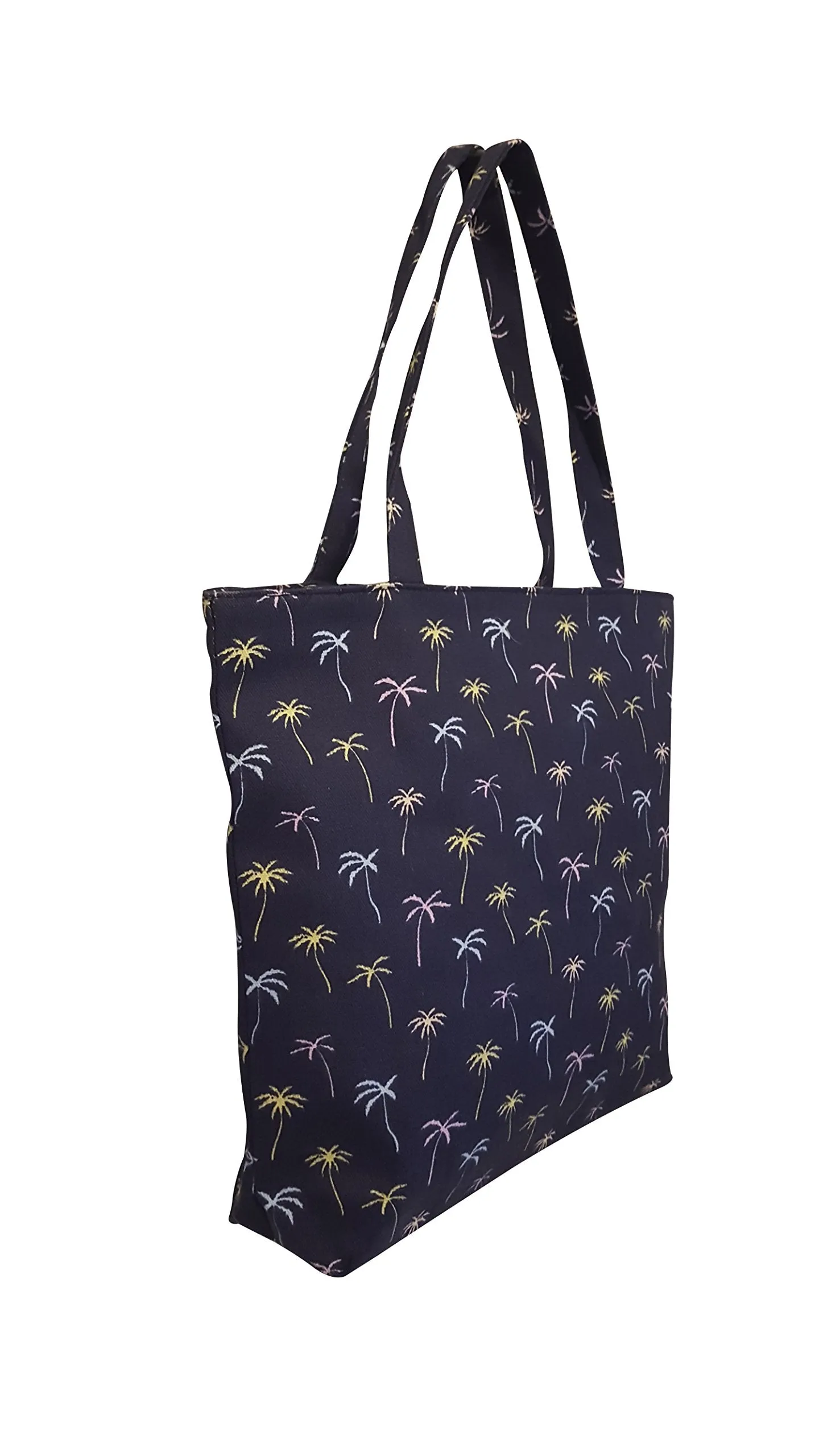 101 BEACH - Medium Size Zipper Top Beach Tote Bag (Palm Tree Print)