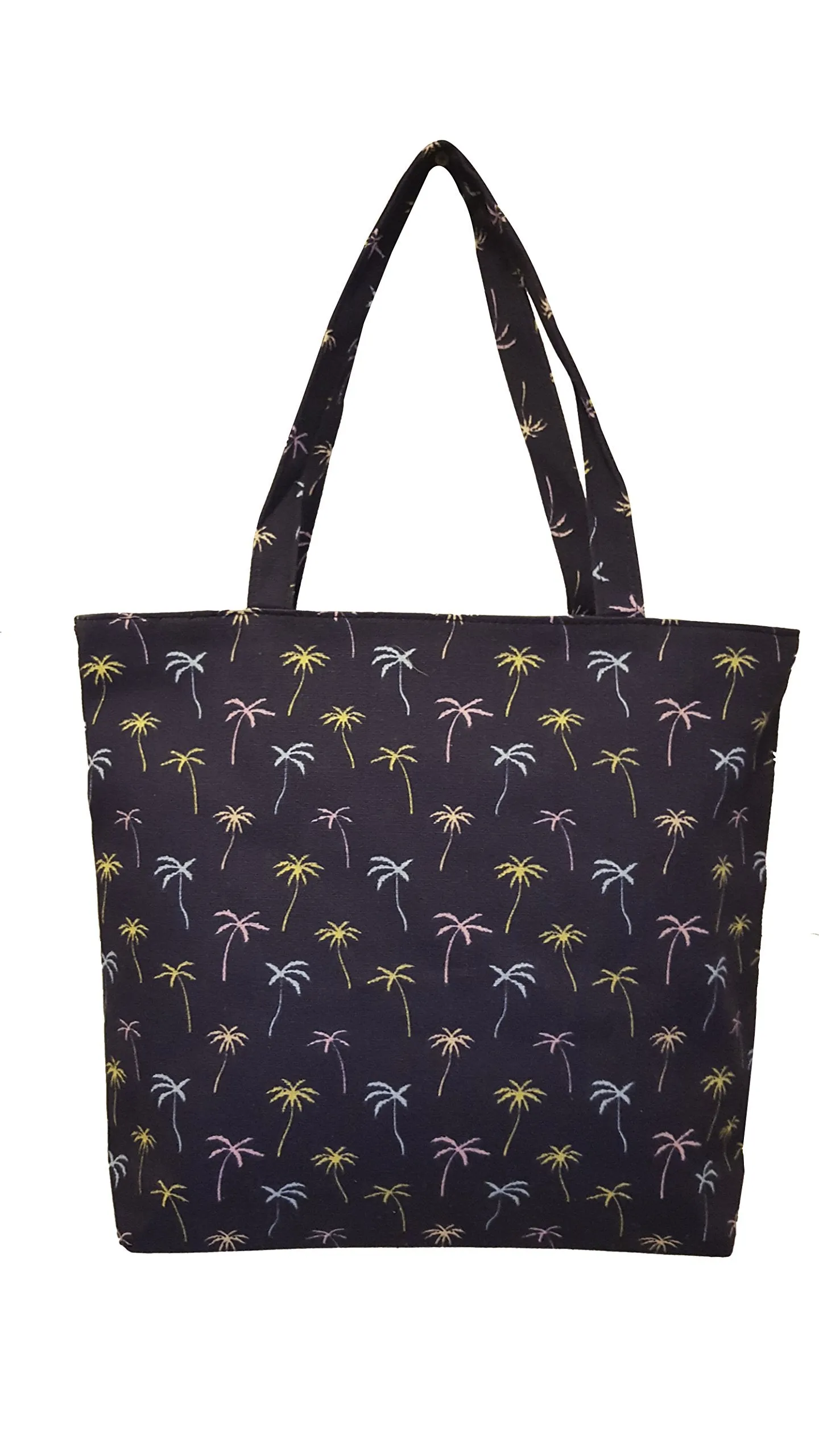 101 BEACH - Medium Size Zipper Top Beach Tote Bag (Palm Tree Print)