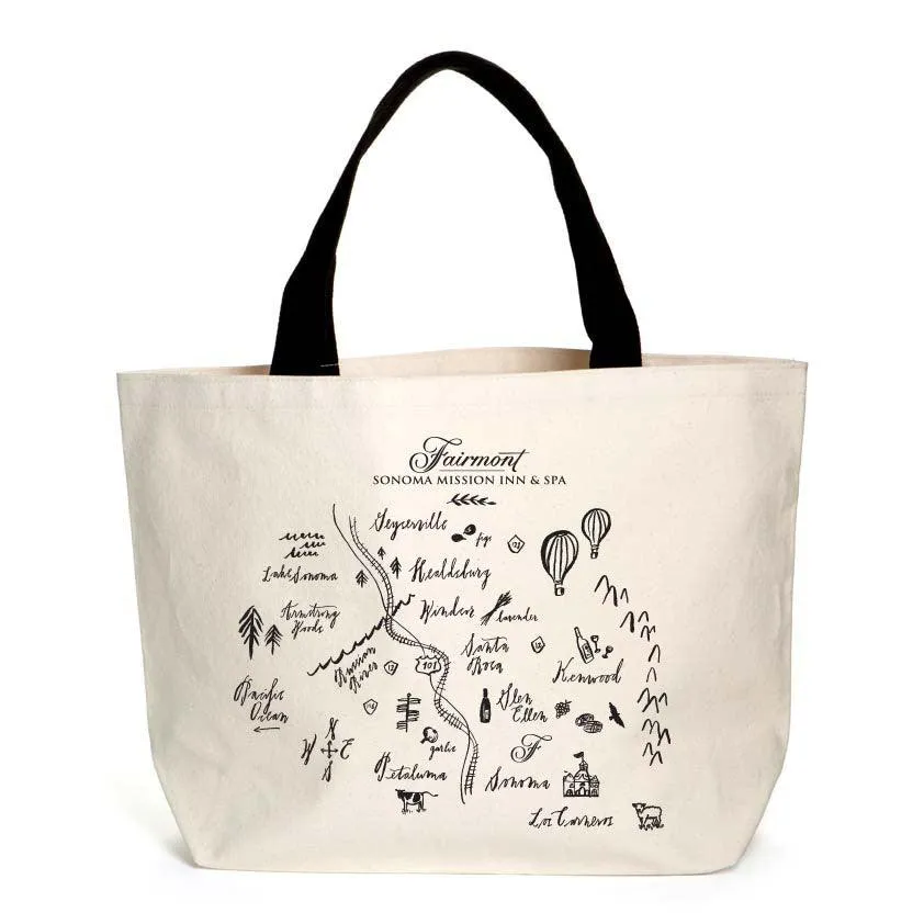 20 Oz. Heavyweight Canvas Tote Printed with a Customizable CALLIGRAPHY MAP Design