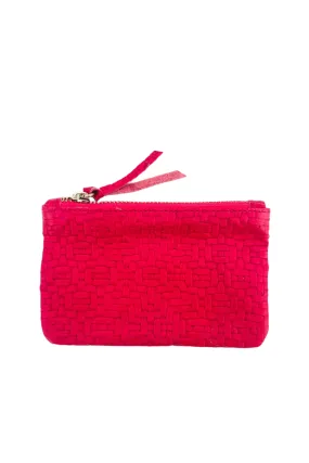 6x4 Medium Mini Hot Pink Woven Leather Zip