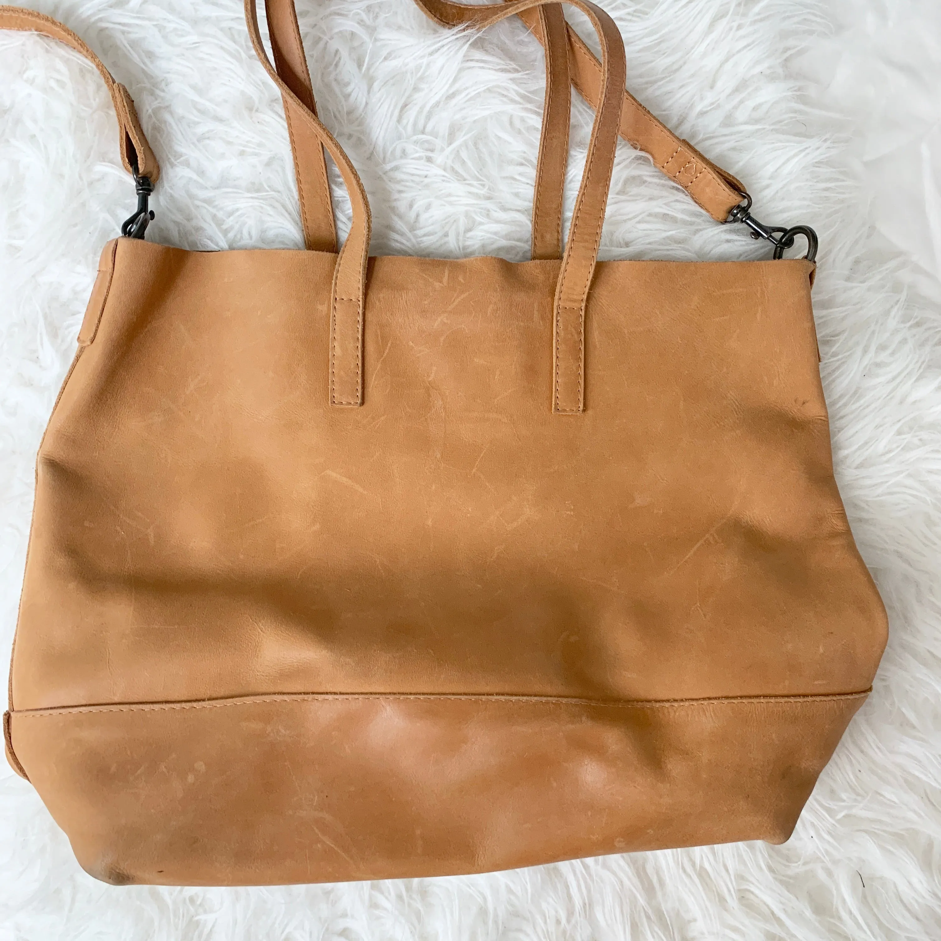 ABLE Abera Crossbody Tote In Cognac *see photos for signs of wear