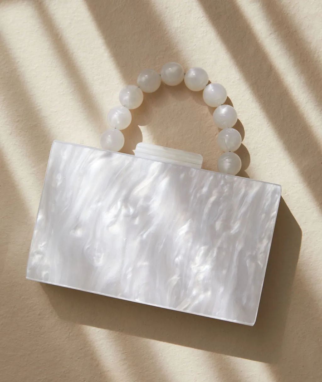 Acrylic Beaded Clutch Bag - White