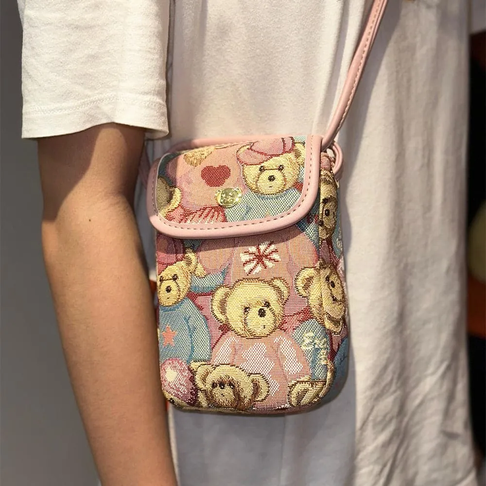 AG Collective Cute Bear Mini Crossbody Phone Bag Casual Small Shoulder Bag