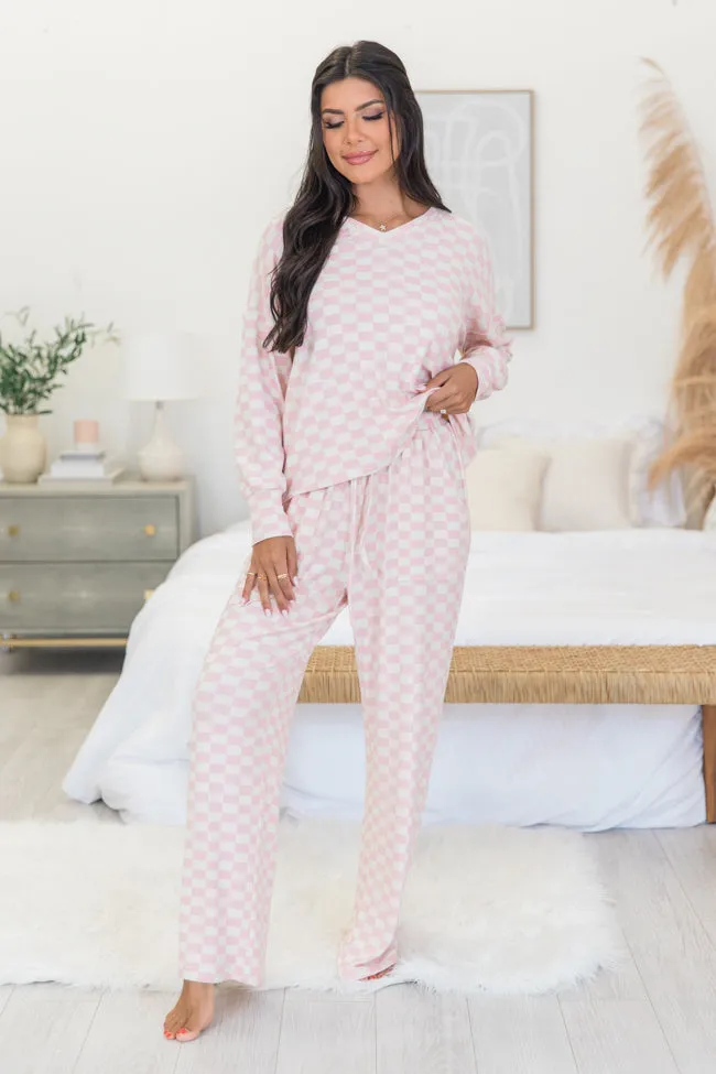 Angelic Aura Pink Checkered Pajama Pants DOORBUSTER