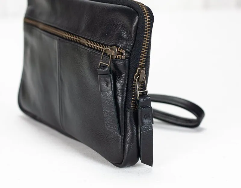 Antheia clutch wallet - Black leather