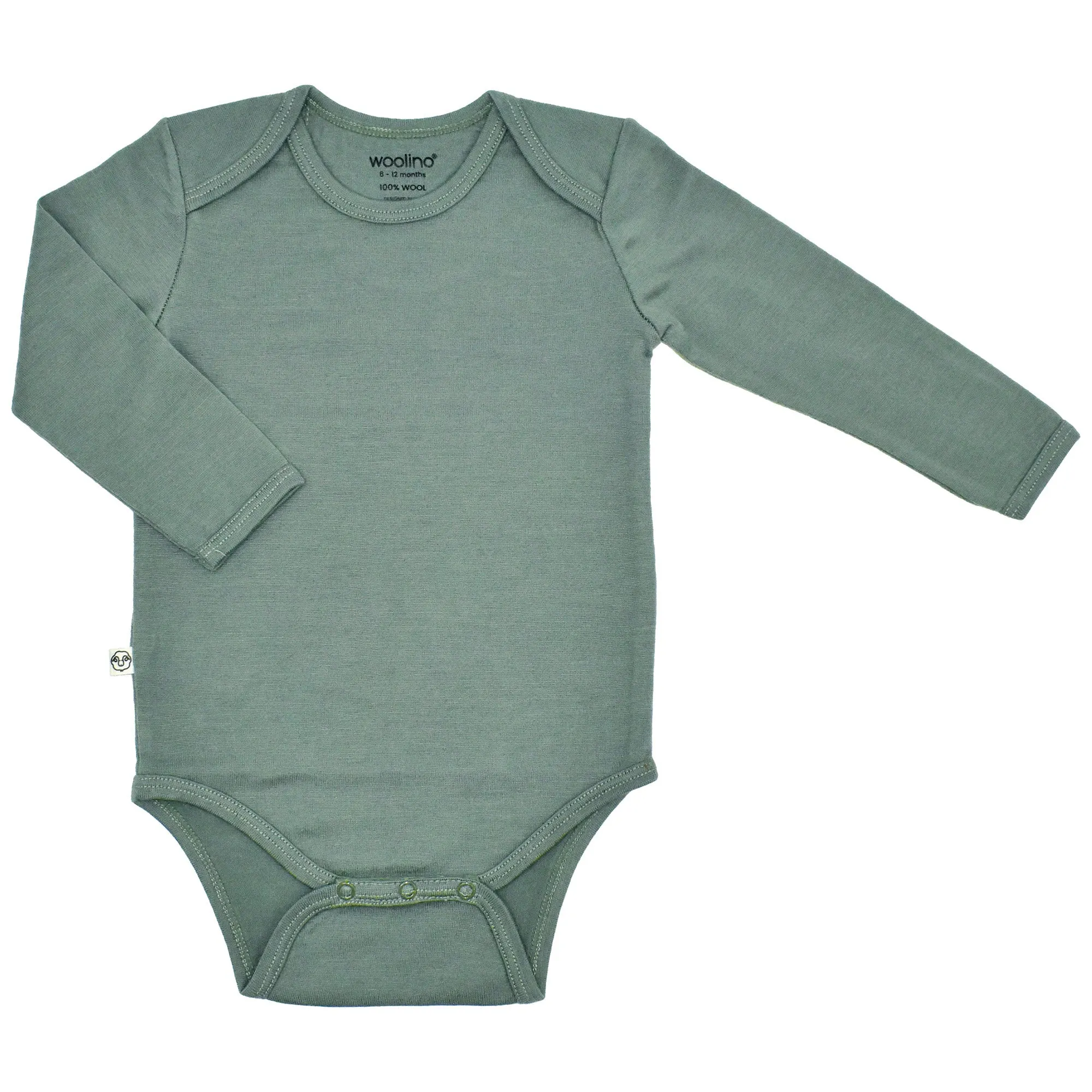 Baby Bodysuit, Long Sleeve, Merino Wool, Sage