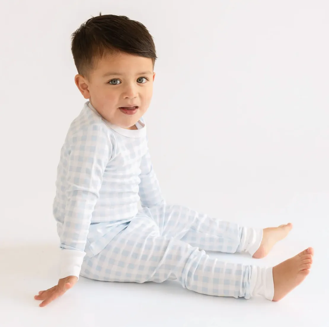 Baby Checks Spring 24 Long Pajamas Light Blue