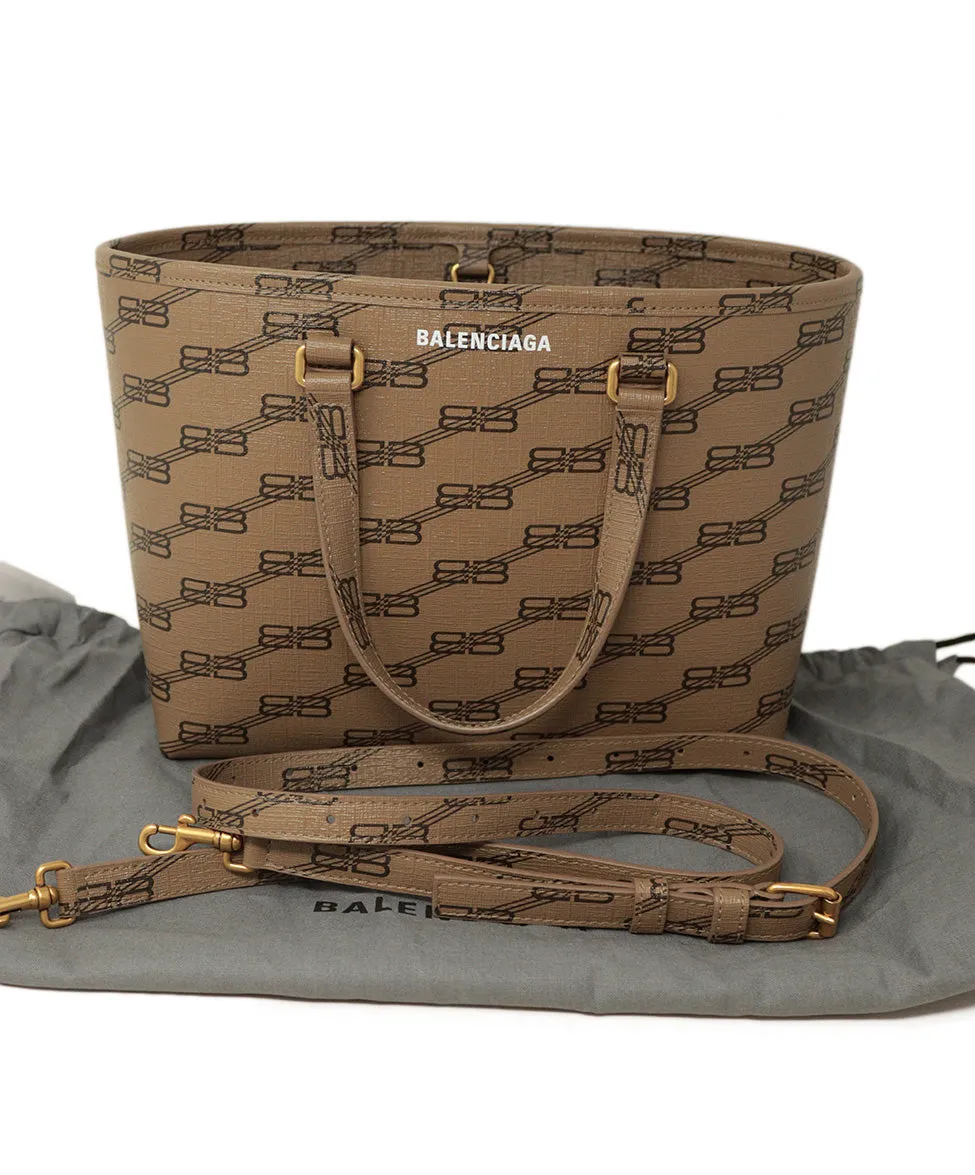 Balenciaga Tan & Brown East West Tote Bag