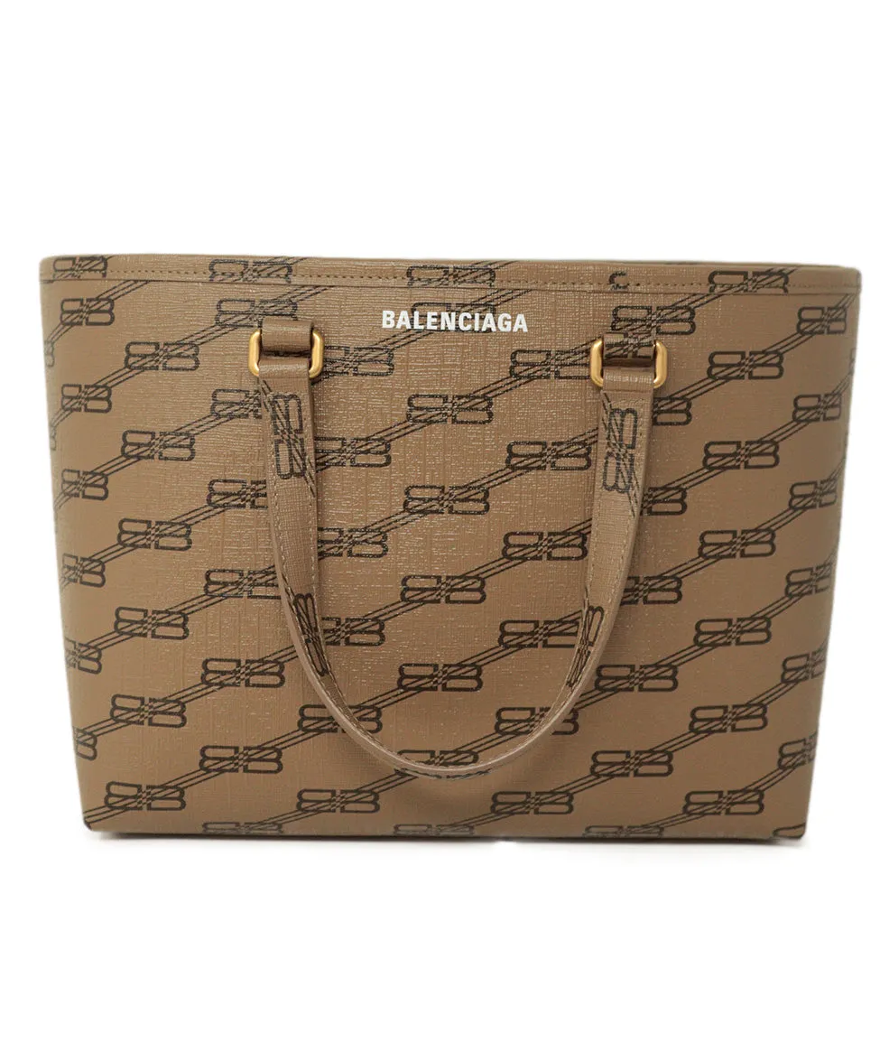 Balenciaga Tan & Brown East West Tote Bag