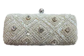 Beaded White Clutch Bag - Bridal