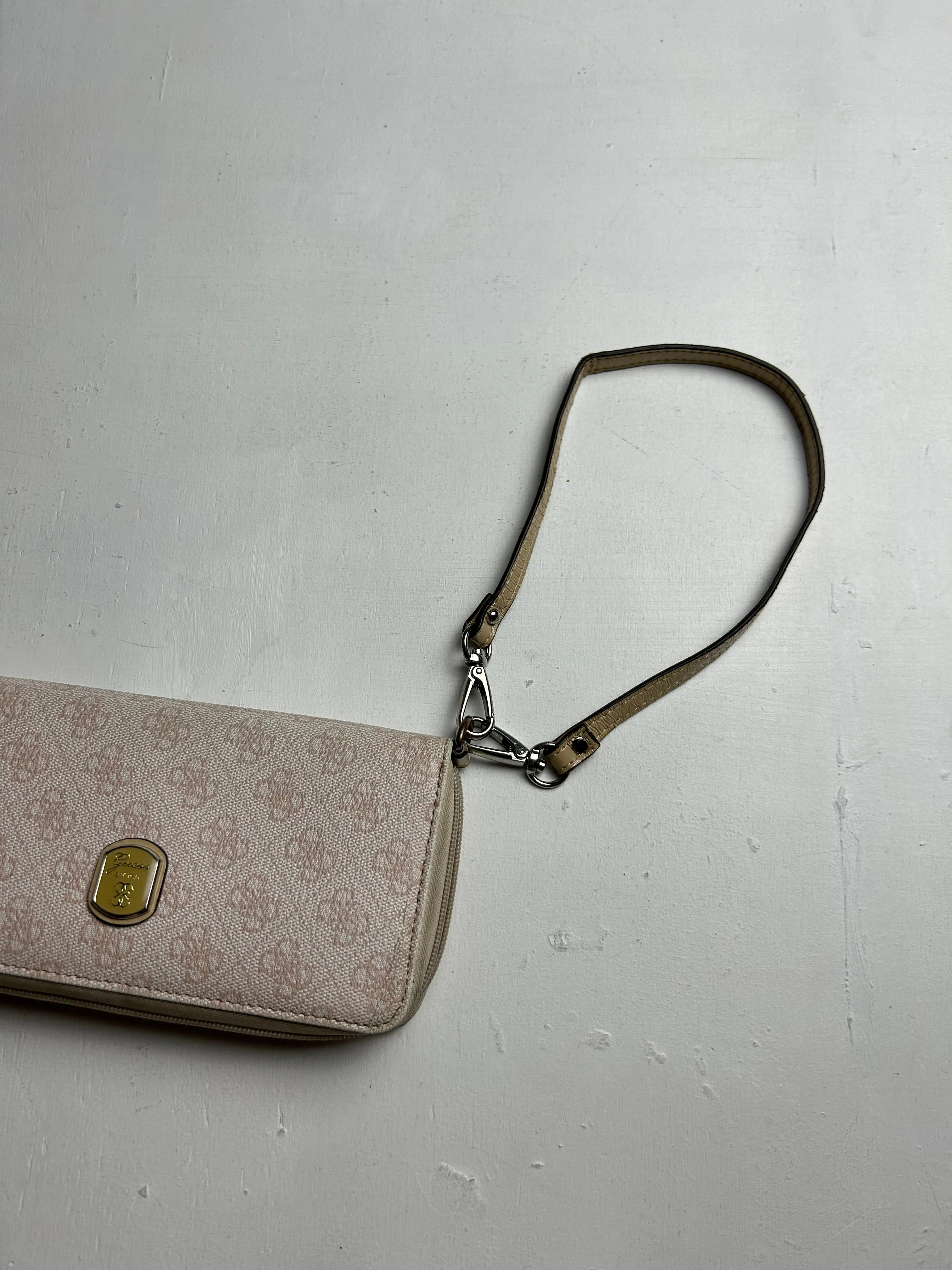 Beige cream monogram y2k vintage wallet small shoulder bag