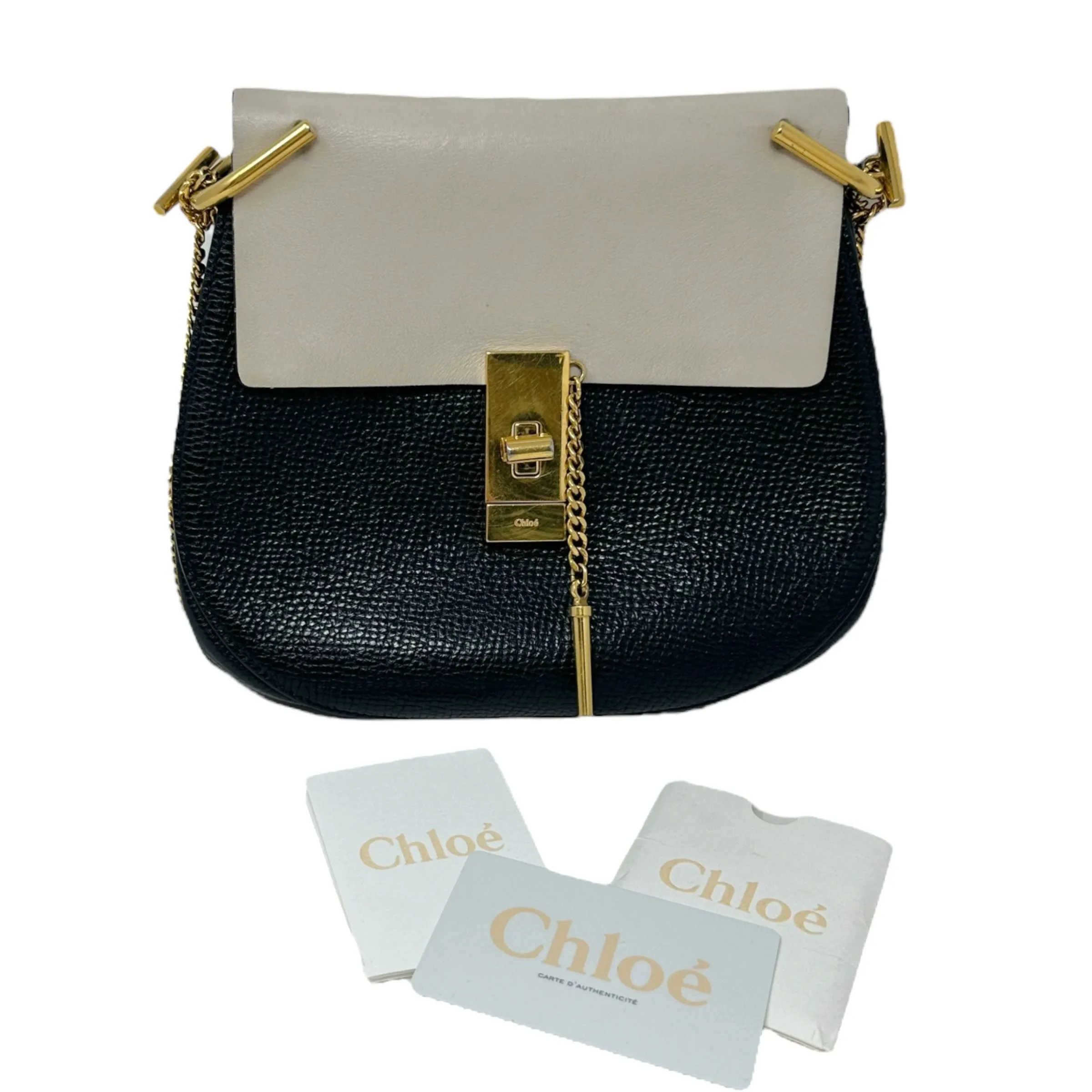 Bicolor Mini Drew Crossbody Bag Luxury Designer By ChloeIn Grained Calfskin Leather, Size: Small