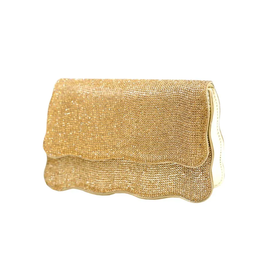 Bling Wavy Edge Shape Crossbody Evening Bag