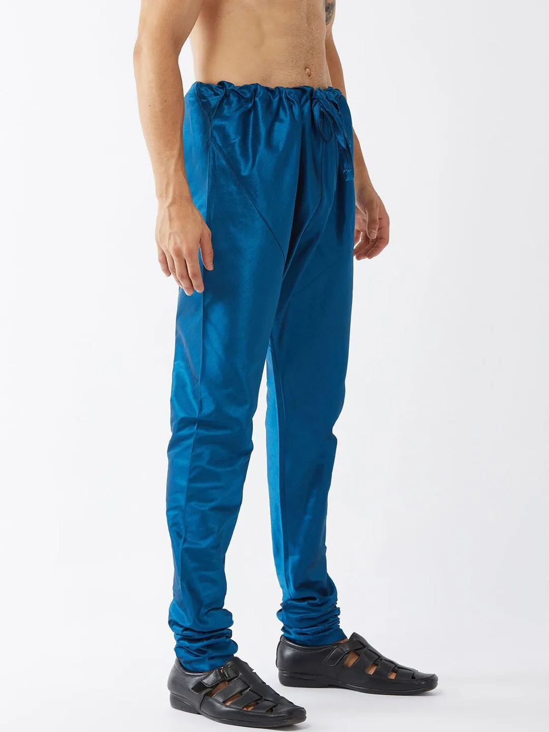 Blue Solid Relaxed-Fit Churidar