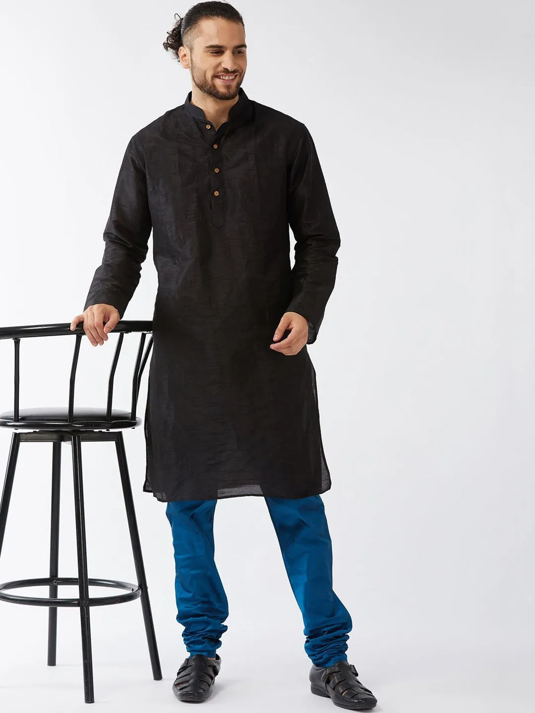 Blue Solid Relaxed-Fit Churidar