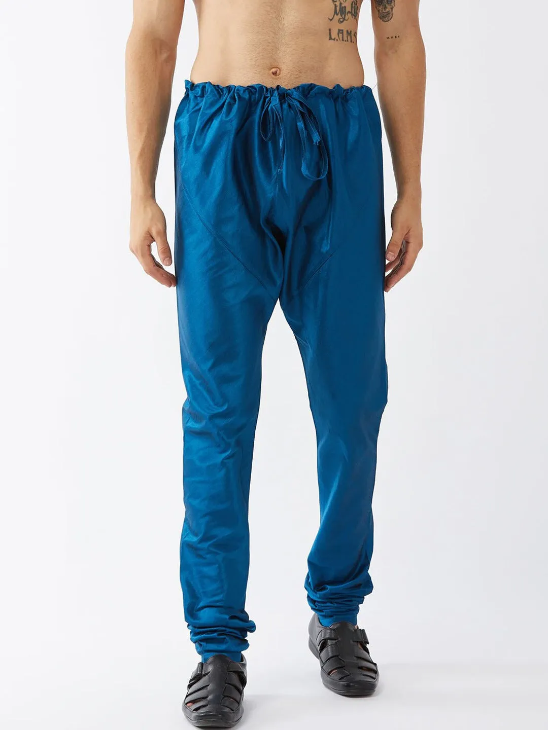 Blue Solid Relaxed-Fit Churidar