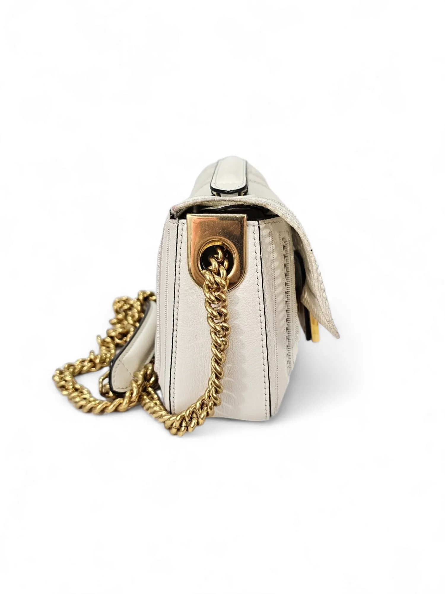 Fendi White Embroidered Leather and Canvas Bolsa Bag - Stylish Designer Handbag