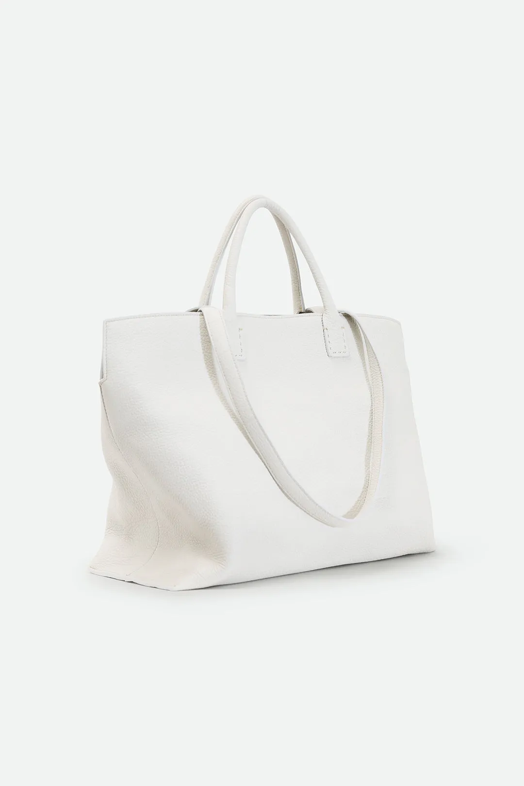 Bolzano Italian Leather Tote in Butter White