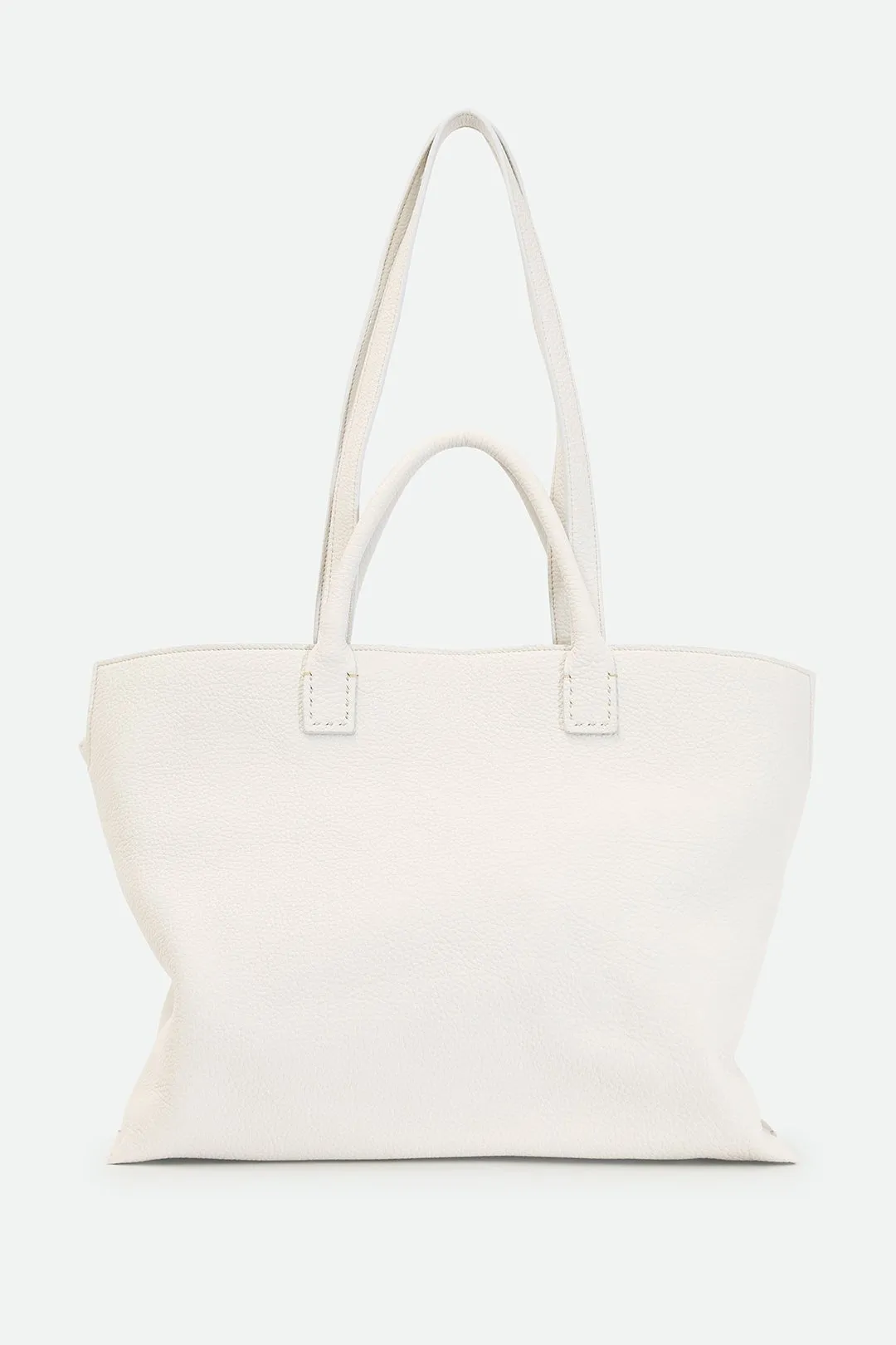 Bolzano Italian Leather Tote in Butter White