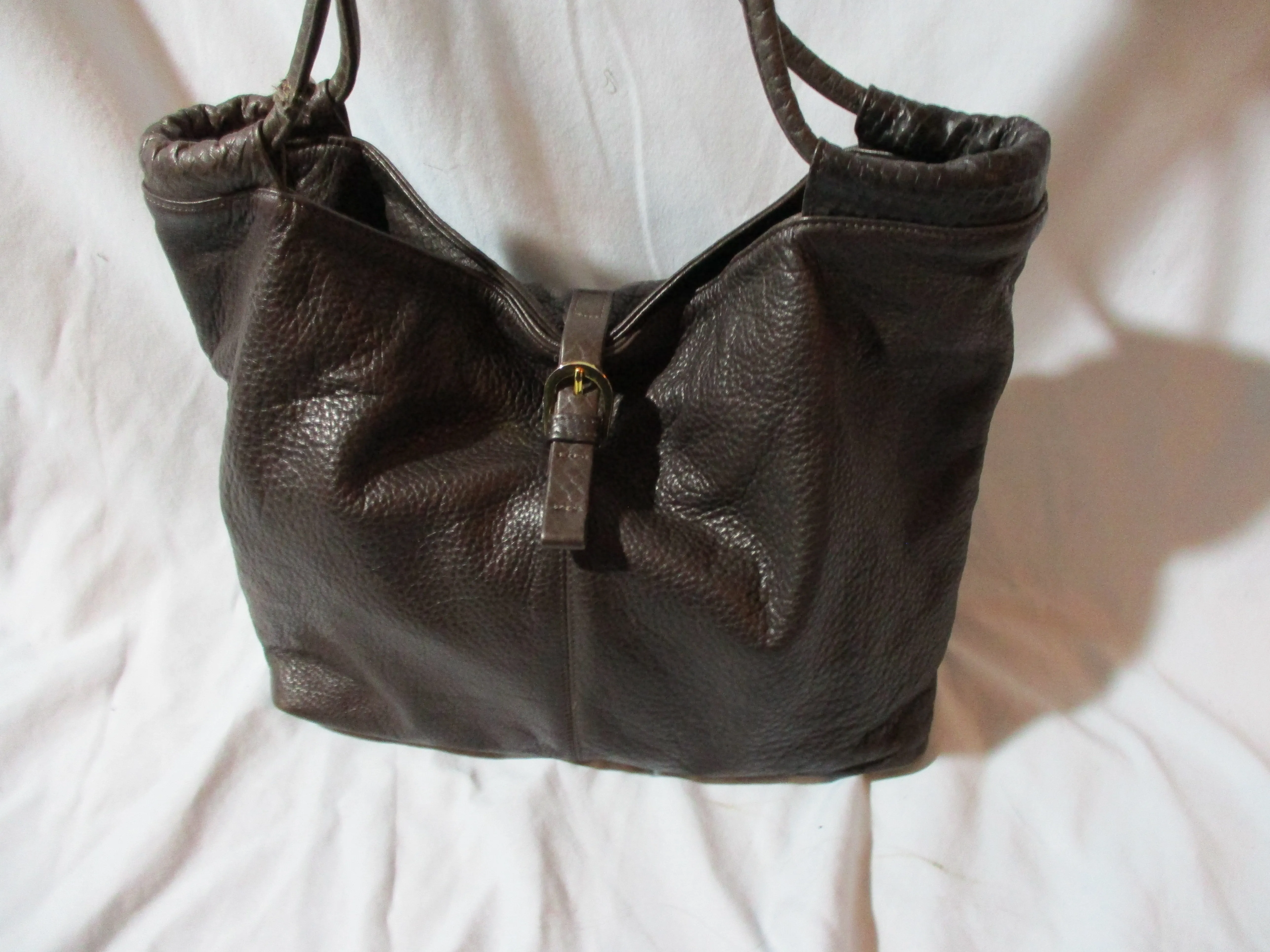 BORSETTA MILANO Leather hobo satchel shoulder bag purse BROWN ESPRESSO