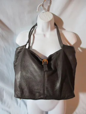 BORSETTA MILANO Leather hobo satchel shoulder bag purse BROWN ESPRESSO