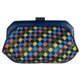 BOTTEGA VENETA Vintage Intrecciato Leather Harlequin Clutch