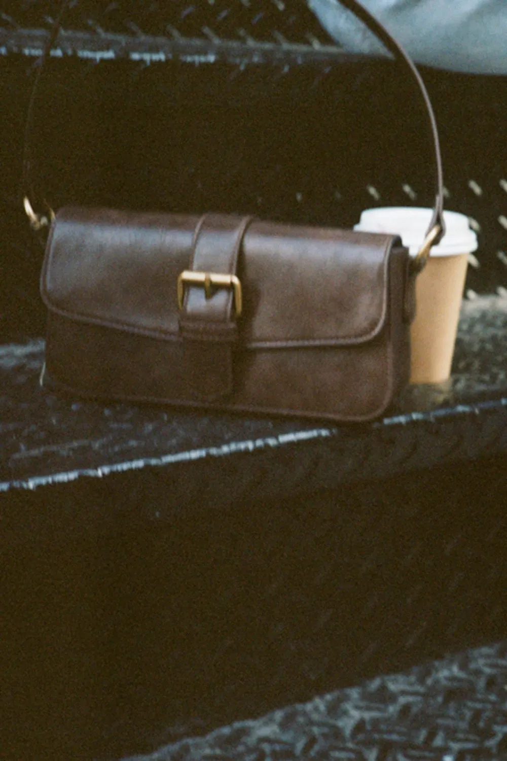 Brown Buckle Shoulder Bag