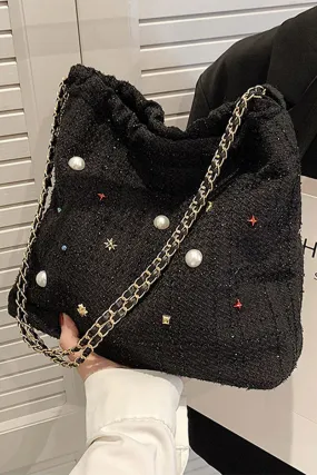 CHAIN SINGLE SHOULDER BUCKET BAG