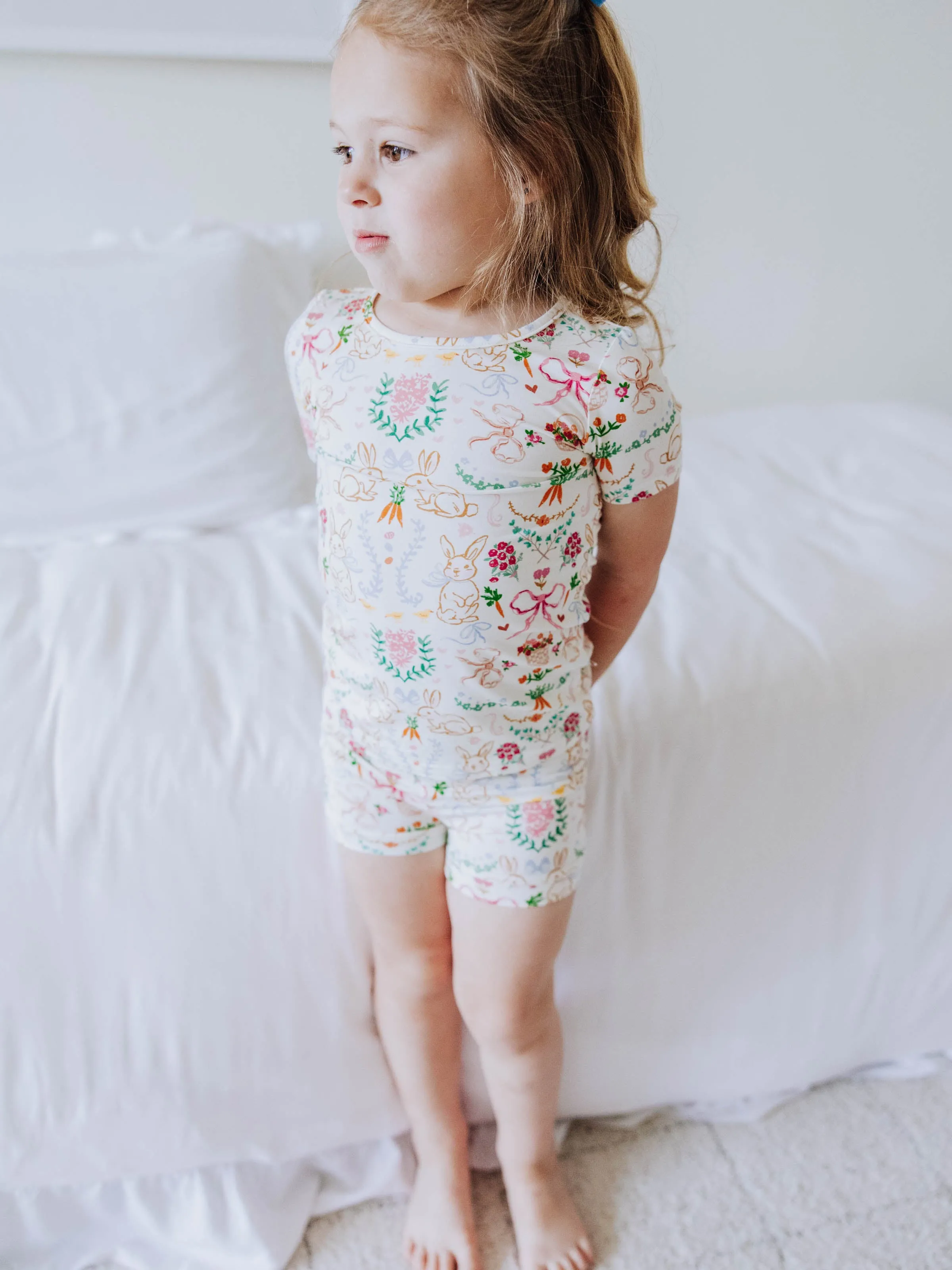 Cloud Fitted Short Set Pajamas - Down the Bunny Trail