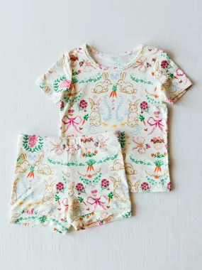 Cloud Fitted Short Set Pajamas - Down the Bunny Trail