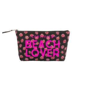 Clutch Bag: Black Floral - Neon Pink Certified Beach LOVER