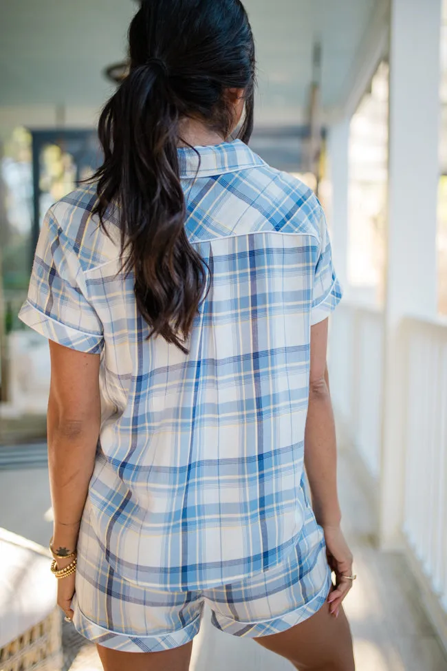 Coastal Calm Plaid Pajama Top