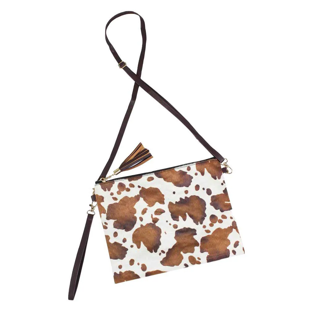 Cow Patterned Crossbody Clutch Bag