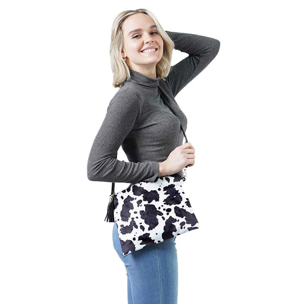 Cow Patterned Crossbody Clutch Bag