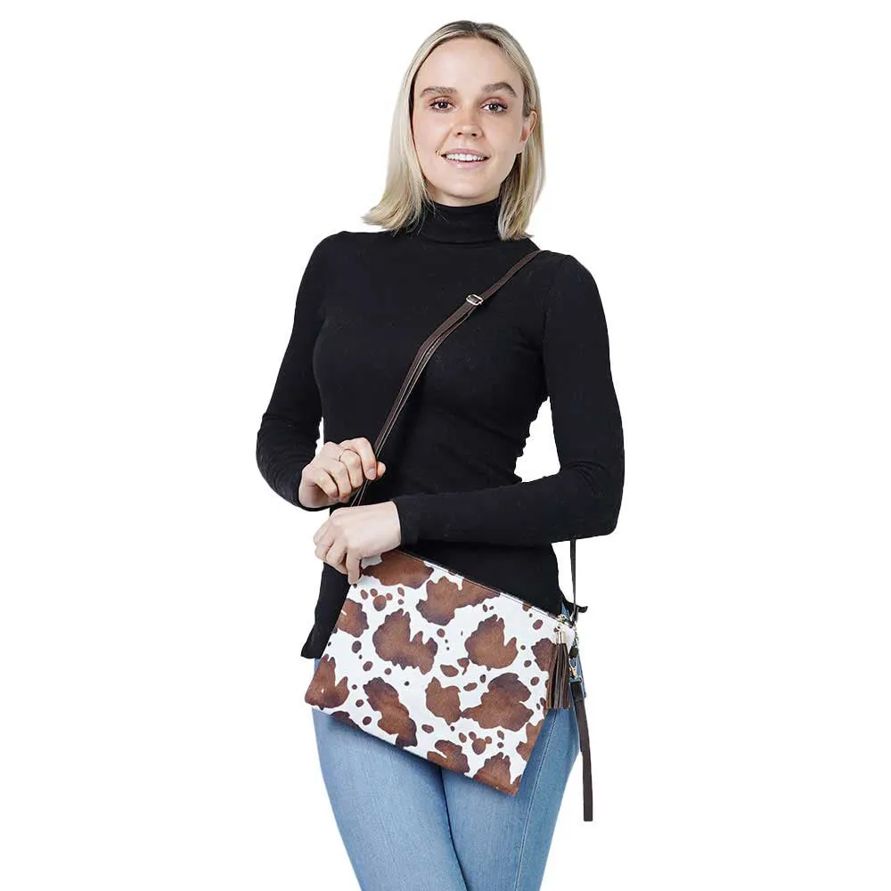 Cow Patterned Crossbody Clutch Bag