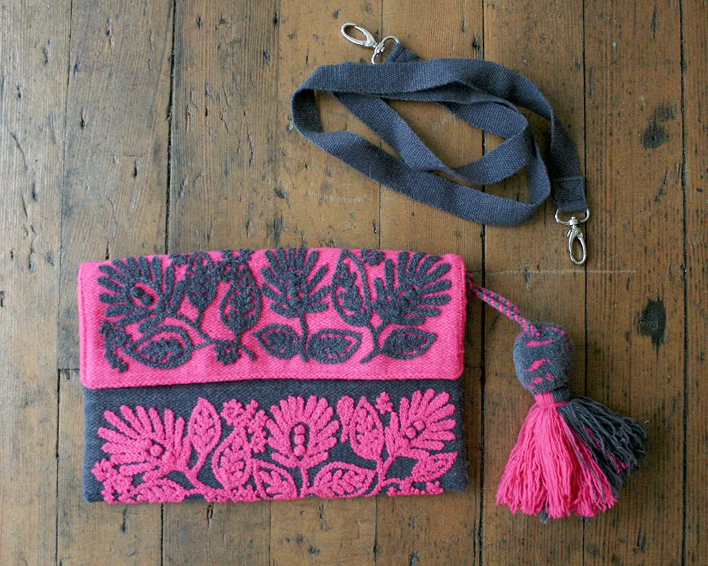 Crocus Embroidered Wool Handbag