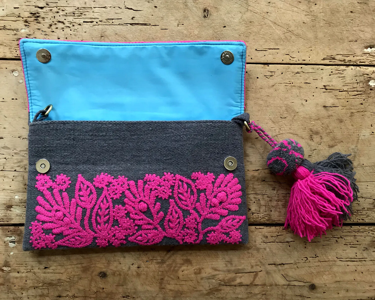 Crocus Embroidered Wool Handbag