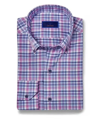 David Donahue Berry & Blue Twill Check Shirt