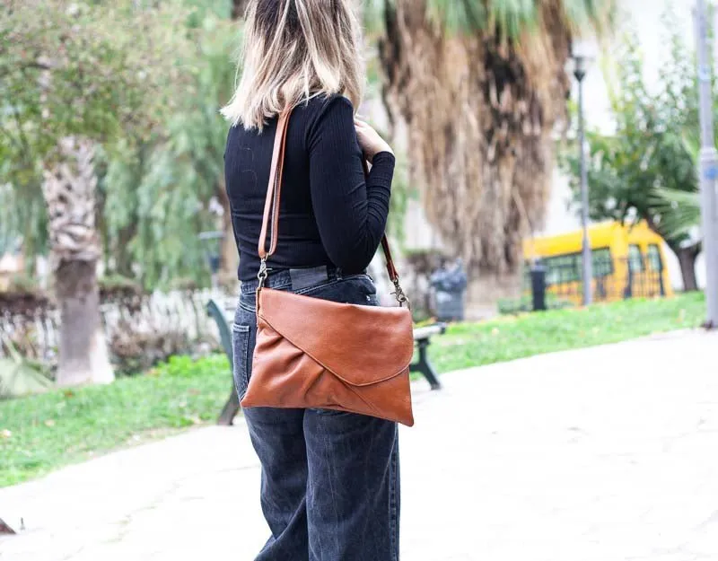 Erato clutch - Brown leather