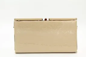 FABUCCI large nude rose embossed clutch