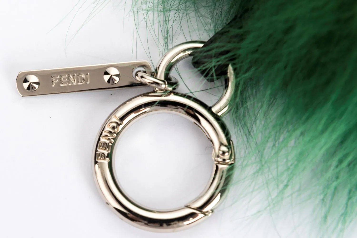 Fendi Bag Bug Charm Mini Pink Eyelash Green Color Fur Fox, Mink, Larin, Silver Hardware, no Dust Cover & Box