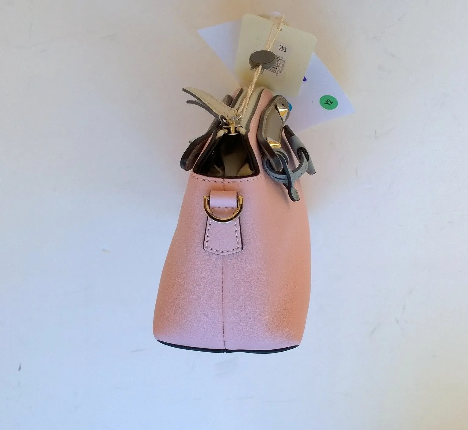 Fendi By The Way Boston Baby Bag in Pink Leather with crossbody strap purse