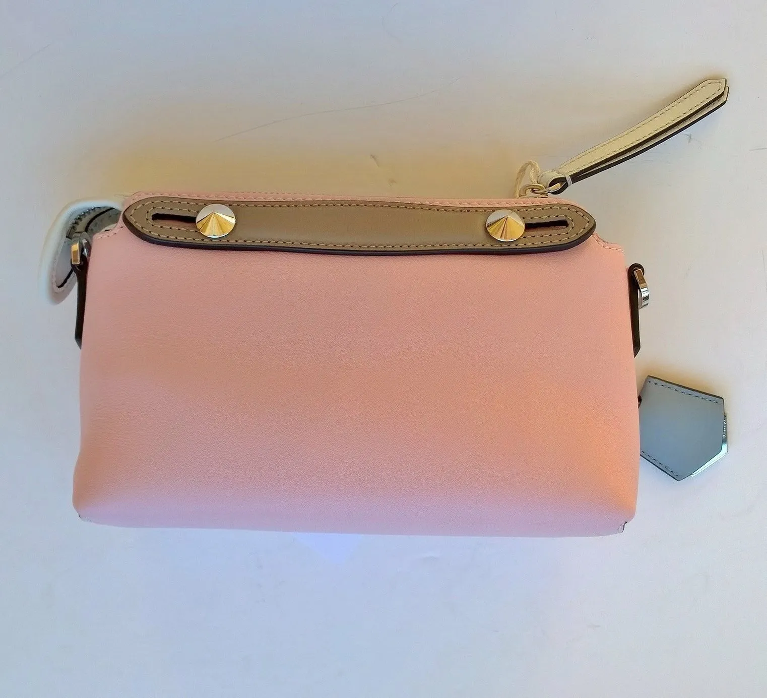 Fendi By The Way Boston Baby Bag in Pink Leather with crossbody strap purse