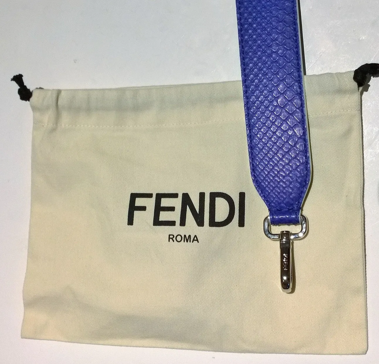 Fendi Karlito Strap You Bag Strap Blue Python Fur