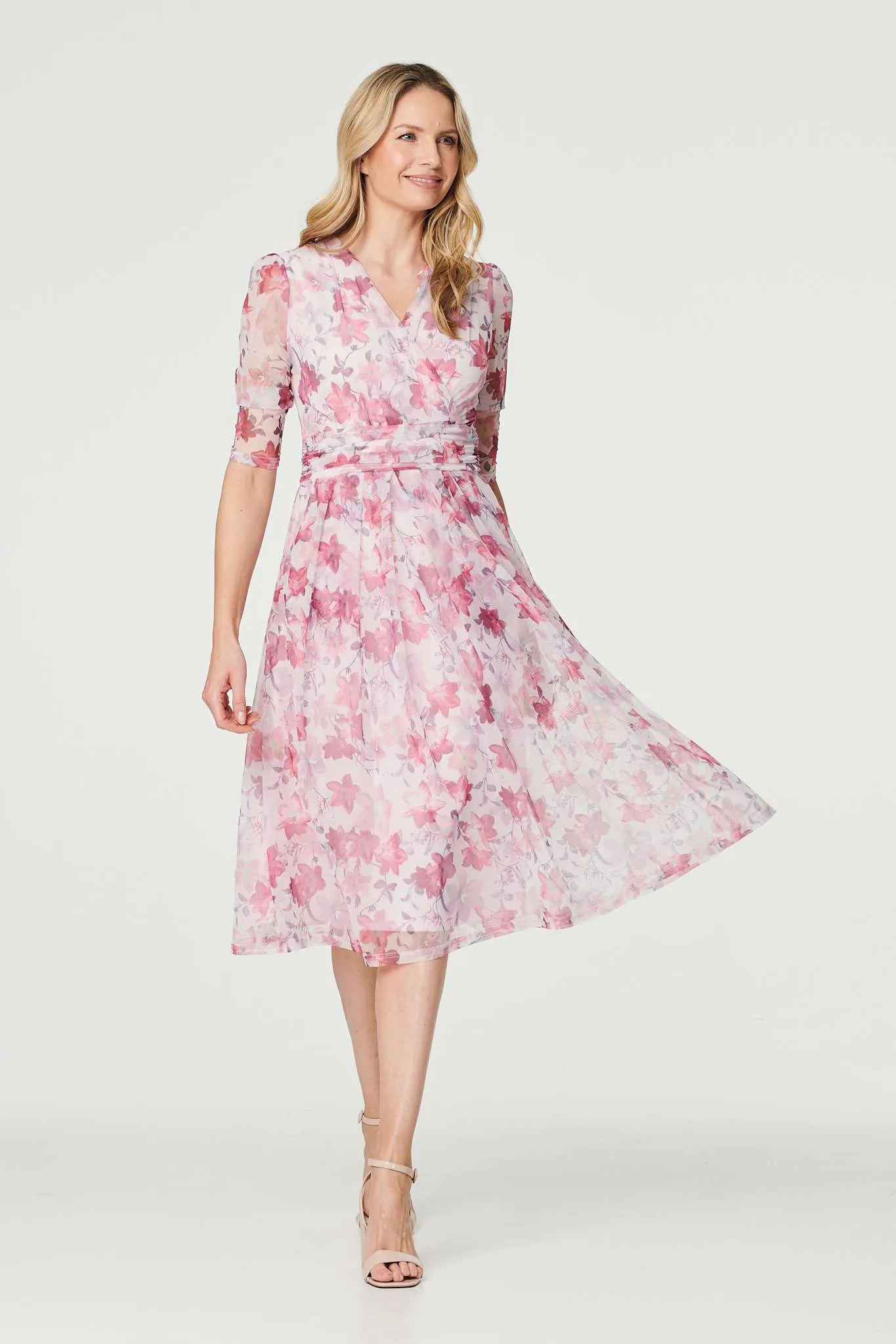 Floral Wrap Front Tea Dress