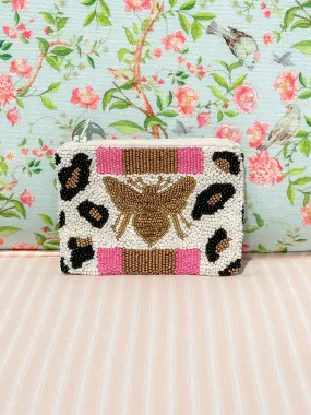 Glamfox - Bee Leopard Beaded Coin Purse