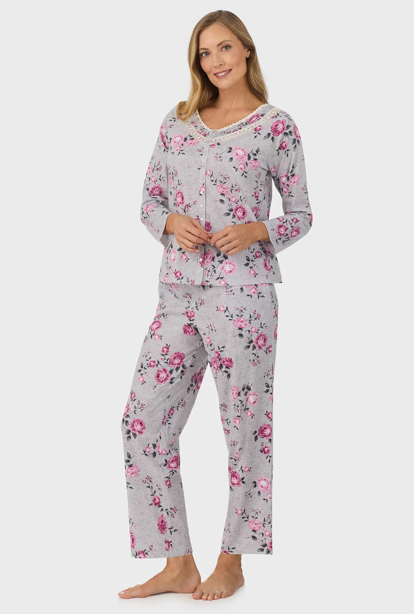 Heather Garden Roses Long Sleeve Long Pant PJ Set