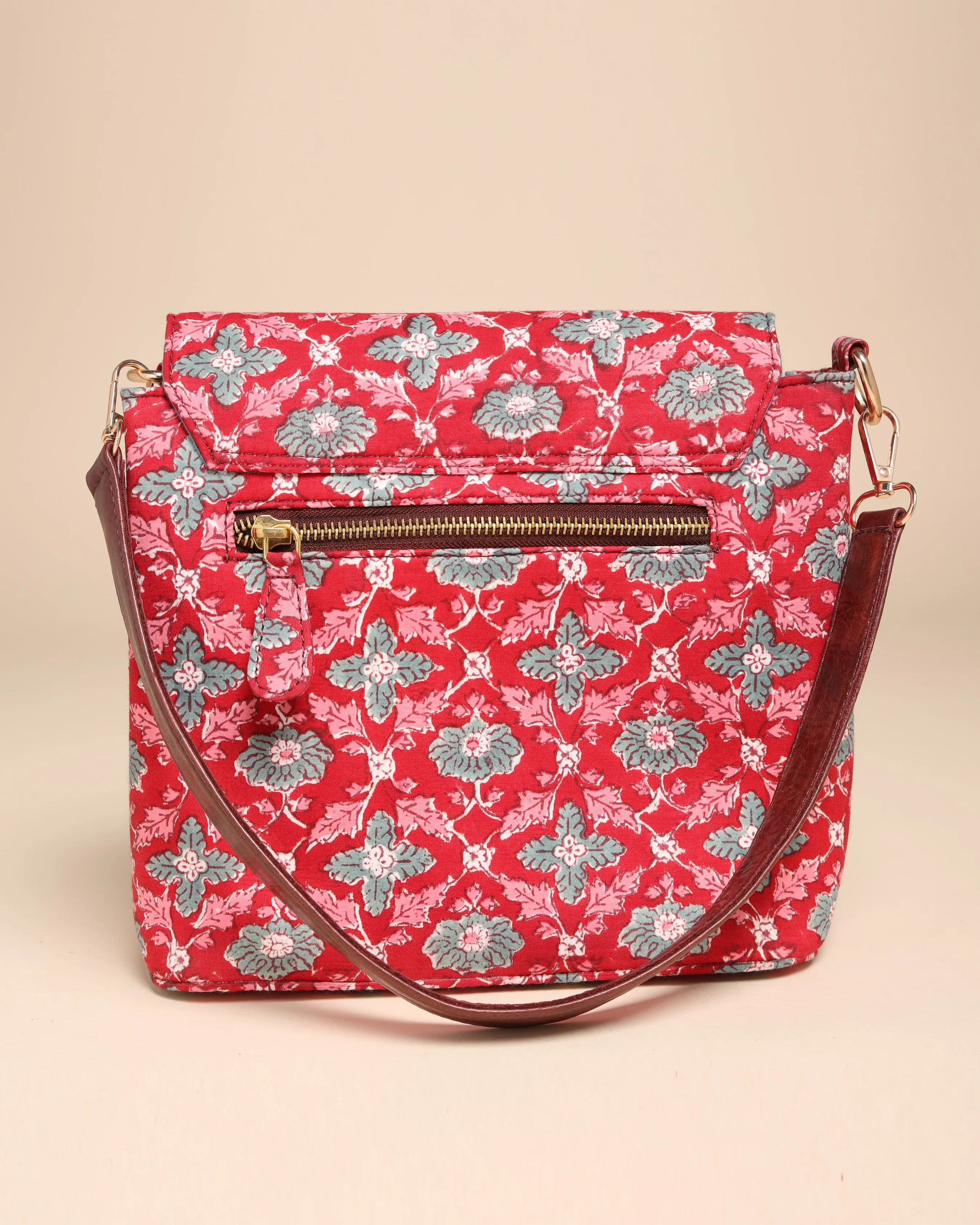 Honeycrisp Cotton Blockprinted Medium Shoulder Bag