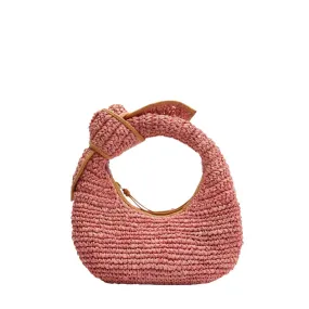 Josie Knot Pink Raffia Bag