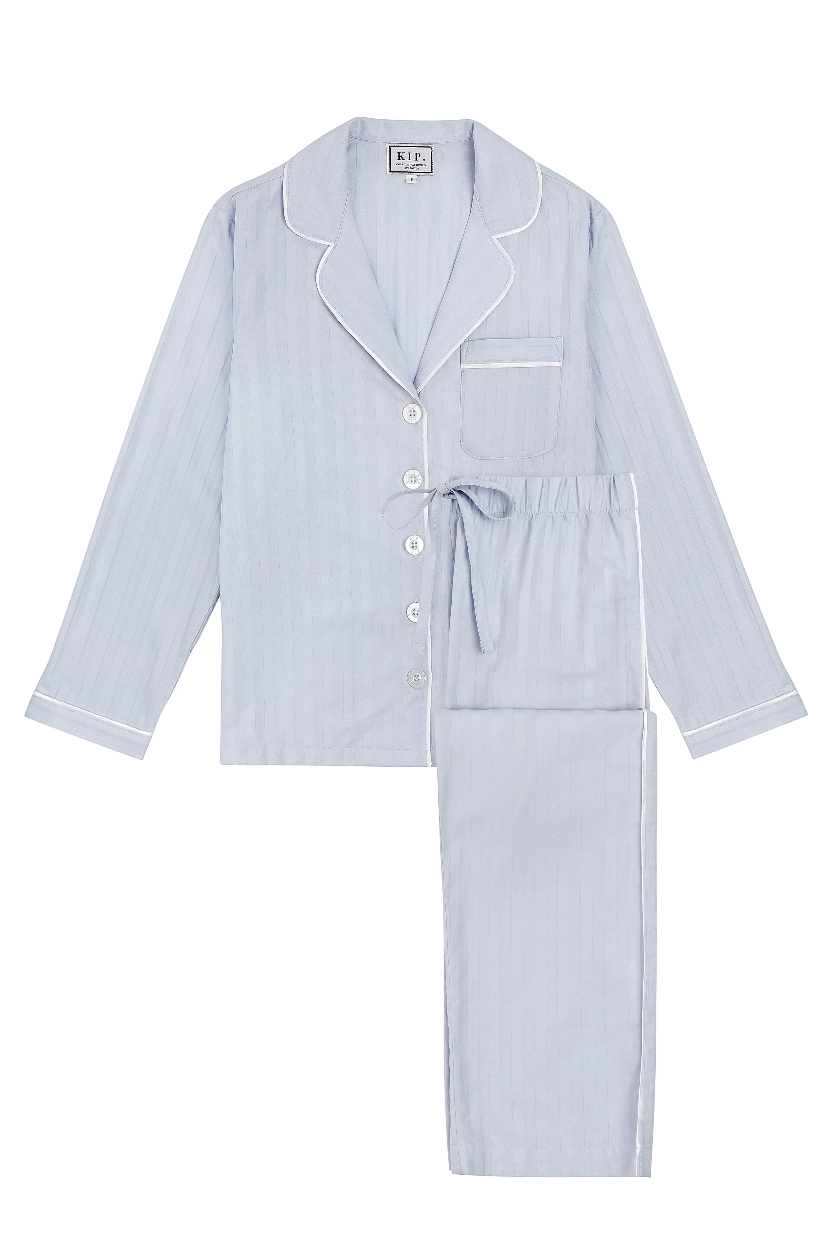 KIP Premium Cotton Pajama Set in Mist Blue